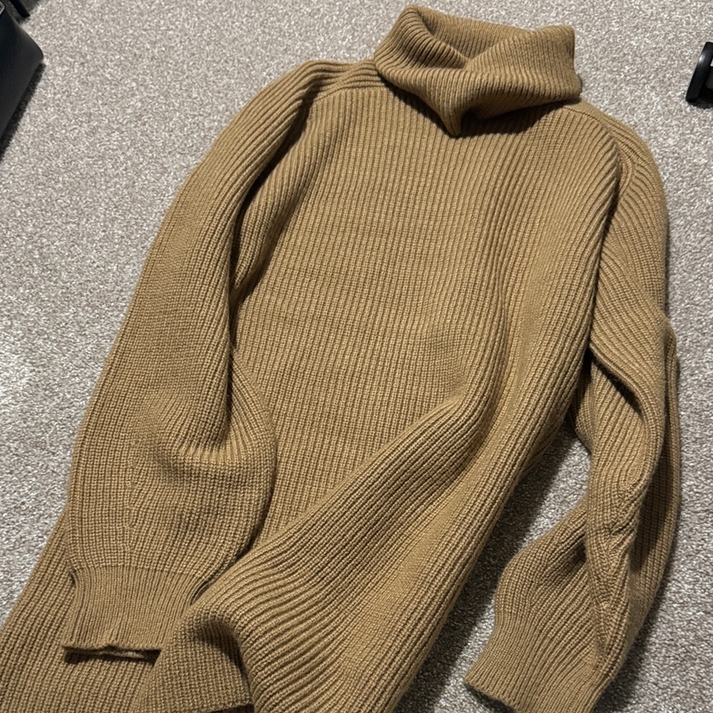 Women’s  Tan Turtleneck Sweater from Uniqlo